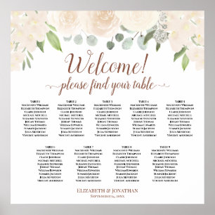 Welkom! Blush Peach Rozen 9 Table Seating Chart Poster