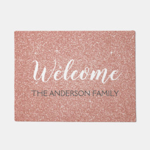 Welkom Blush Pink - Roos Gold Familienaam Deurmat