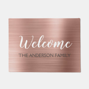 Welkom Blush Pink - Roos Gold Familienaam Deurmat