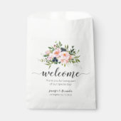 Welkom Blush roze en blauwe bloemen Bedankzakje (Voorkant)