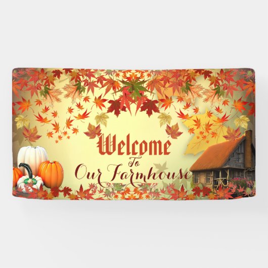 Welkom boerderij pompoen patch esdoorn verlaten he spandoek (Horizontaal)