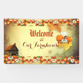 Welkom boerderij Sinaasappel Witte pompoen esdoorn Spandoek (Horizontaal)