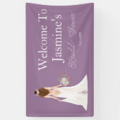 Welkom Boho Bruid Met Bruin Haar  Spandoek (Verticaal)