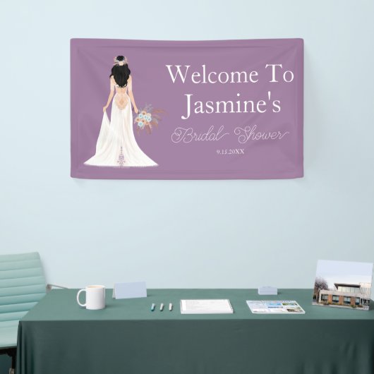 Welkom Boho Bruid Met Zwarte Haren  Spandoek (Beurs)