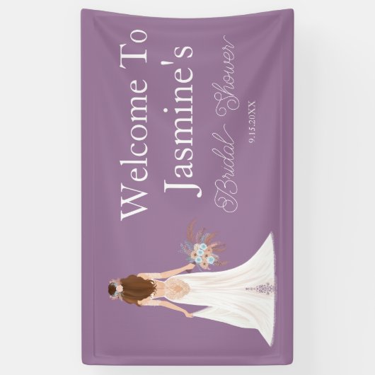 Welkom Boho Bruine Bruid  Spandoek (Verticaal)