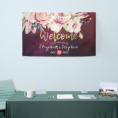 Welkom Boho Floral Feathers Burgundy Red Spandoek (Beurs)