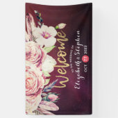 Welkom Boho Floral Feathers Burgundy Red Spandoek (Verticaal)