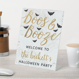 Welkom Boos & Booze Adult Halloween Party Reclamebord Met Voetstuk