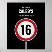 Welkom bord 16e verjaardag Snelheidslimiet  Poster (Voorkant)