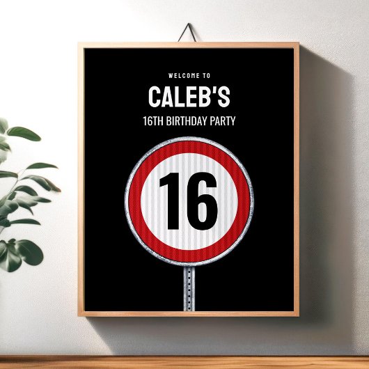 Welkom bord 16e verjaardag Snelheidslimiet  Poster