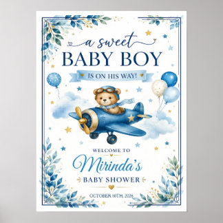 Welkom Bord Baby Jongen Vliegtuig Thema Poster