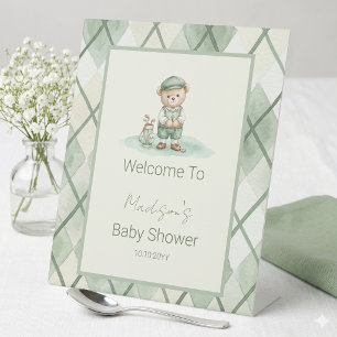 Welkom Bord Golf Sage Groene Baby Shower Reclamebord Met Voetstuk