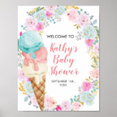 Welkom Bord Ijs Pastelkleurige Bloemen Poster (Voorkant)
