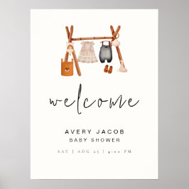 Welkom Bord | Minimaal Boho Kleren Baby Borrel  Poster