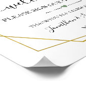 Welkom bord onze gastenboek bruiloft groen goud poster (Hoek)