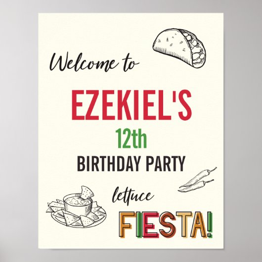 Welkom Bord Taco Verjaardagsfeestje Poster (Voorkant)