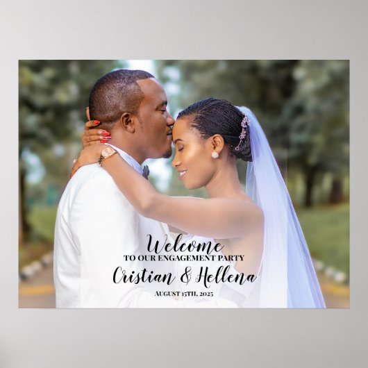 Welkom-bord van Engagement party met foto Poster (Voorkant)