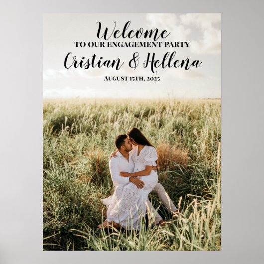 Welkom-bord van Engagement party met foto Poster (Voorkant)