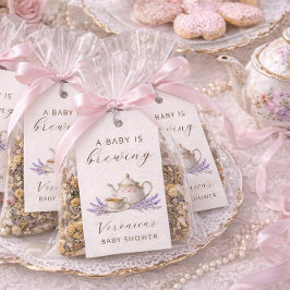 Welkom bord voor Baby is Brewing theepartij Cadeaulabel