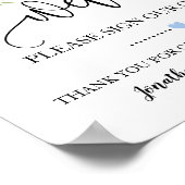 Welkom bord voor bezoekersregister blauwe floraal poster (Hoek)