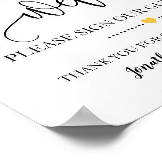 Welkom bord voor de bruiloft van het gastenboek poster (Hoek)