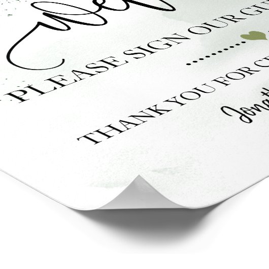 Welkom bord voor gastenboek bruiloft eucalyptus poster (Hoek)