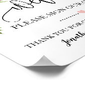 Welkom bord voor het gastenboek trouwroze floraal poster (Hoek)