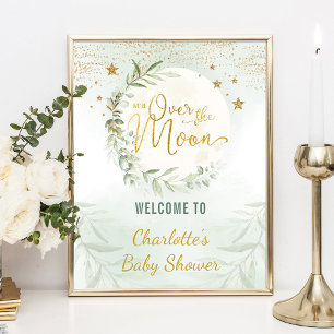 Welkom boven het Baby shower van de Moon Greenery Poster