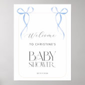 Welkom Boy Blue Bow Twins Baby shower Poster (Voorkant)