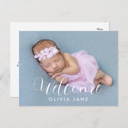 Welkom | Briefkaart ter bekendmaking van de geboor (Voorkant / Achterkant)