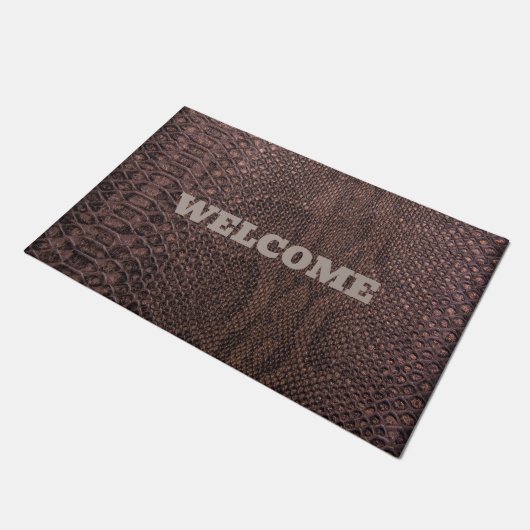 Welkom Brown Snakeskin Doormat Deurmat (Schuin)