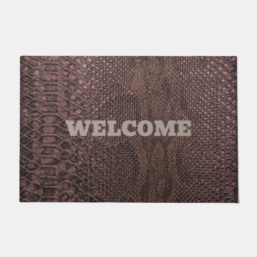 Welkom Brown Snakeskin Doormat Deurmat (Voorkant)