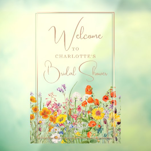 Welkom Bruidsfeest Kleurrijke Wilde Bloem Landelij Raamsticker (Vel 3)