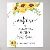 Welkom bruidsfeest zonnebloem bloem bruiloft poster (Voorkant)