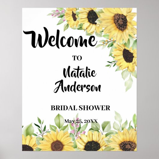 Welkom Bruidsfeest Zonnebloemen Poster (Voorkant)