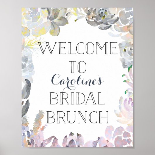 Welkom bruidssucculent brunch bord poster (Voorkant)