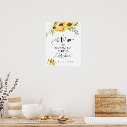 Welkom bruidsuitnodiging zonnebloem bloem bruiloft poster (Keuken)
