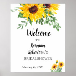 Welkom Bruidsuitnodiging Zonnebloemen Groene Sign Poster