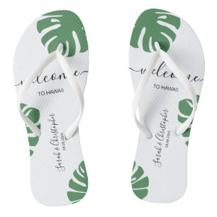 Welkom bruiloft aangepast tropisch blad T Teenslippers