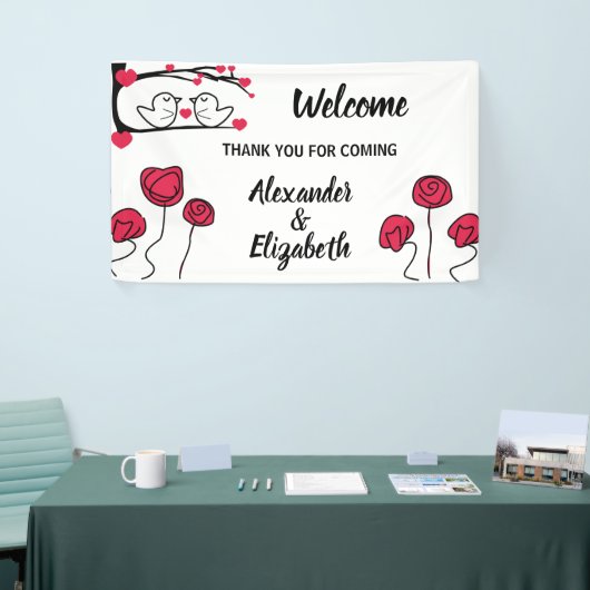 Welkom bruiloft Banner Love-vogel (Beurs)
