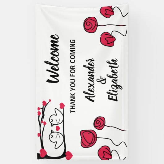 Welkom bruiloft Banner Love-vogel (Verticaal)