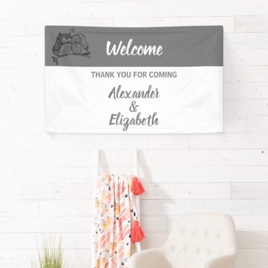 Welkom bruiloft Banner Owls Love (Insitu)