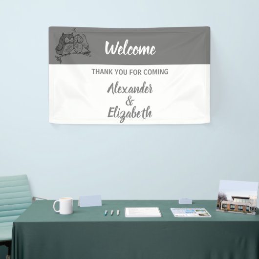 Welkom bruiloft Banner Owls Love (Beurs)
