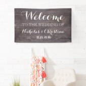 Welkom bruiloft Banner Rustic Vintage Wood (Insitu)
