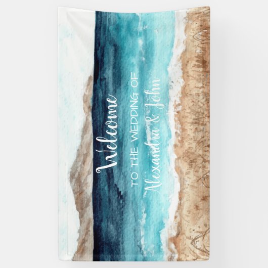 Welkom bruiloft Beach Banner (Verticaal)