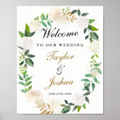 Welkom bruiloft bord Blush Gold Waterverf Poster (Voorkant)