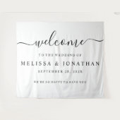 Welkom bruiloft bord White Black Tapestry Wandkleed (Voorkant (horizontaal))