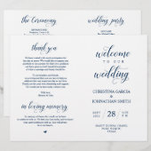 Welkom, bruiloft ceremonie, Foldable Navy Blue (Voorkant / Achterkant)
