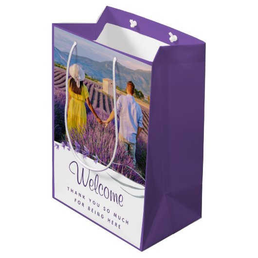 Welkom bruiloft Dank je cadeau Medium Cadeauzakje (Achterkant Gekanteld)