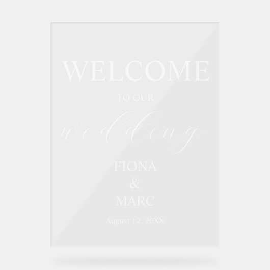 Welkom bruiloft elegant acryl bord (Voorkant)